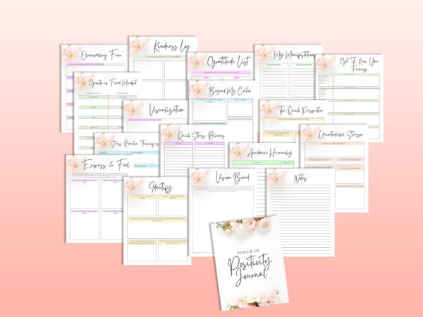 Wellness Journal Positivity Planner Happy Mindfulness Life Self Care Self Esteem Mental Health Printable Digital Mood Tracker Manifestation - Image 3