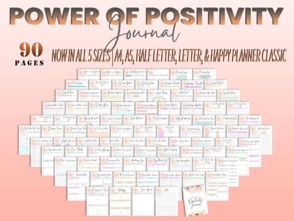 Wellness Journal Positivity Planner Happy Mindfulness Life Self Care Self Esteem Mental Health Printable Digital Mood Tracker Manifestation