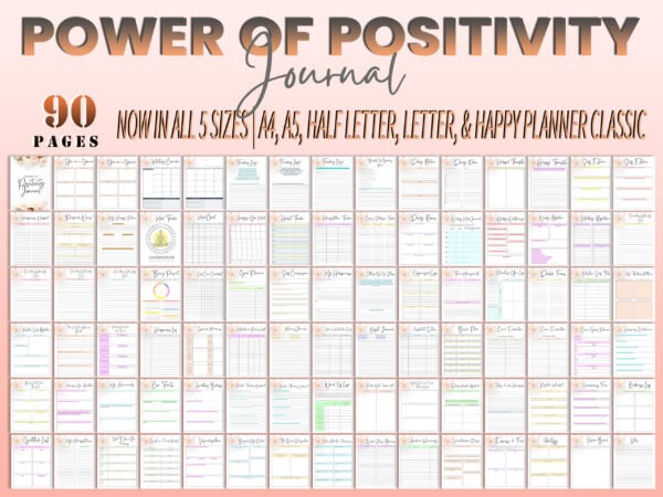 Wellness Journal Positivity Planner Happy Mindfulness Life Self Care Self Esteem Mental Health Printable Digital Mood Tracker Manifestation - Image 2