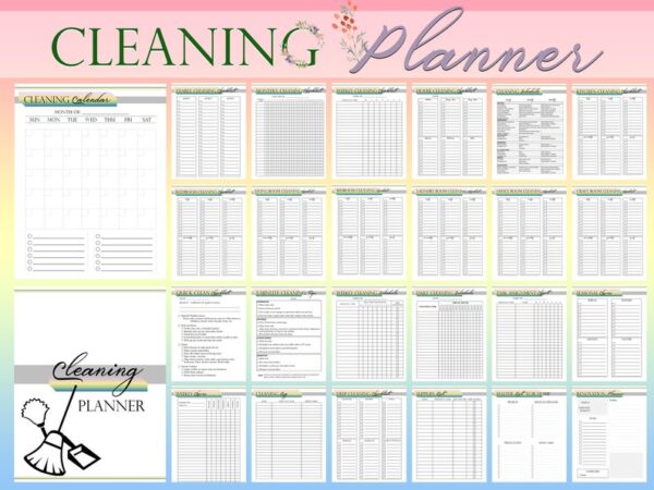 Cleaning Planner Printable Weekly Chores Digital Download Household Planner Home Management Classic Happy PDF Inserts A4 A5 Letter Half - Image 8