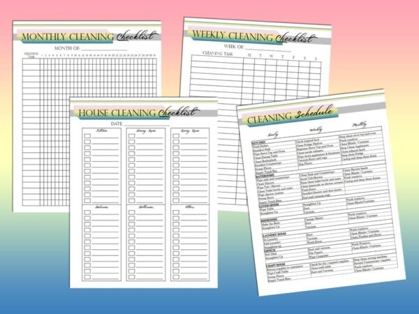 Cleaning Planner Printable Weekly Chores Digital Download Household Planner Home Management Classic Happy PDF Inserts A4 A5 Letter Half - Image 5