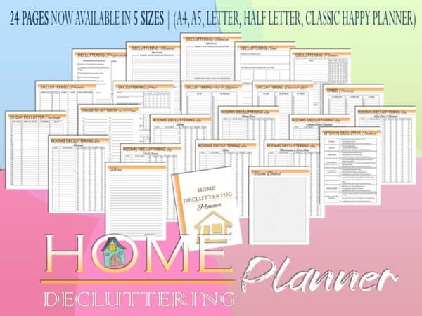 Home Decluttering Planner Printable Home Organizing Checklist Household Home Management Classic Happy PDF Inserts A4 A5 Letter Half