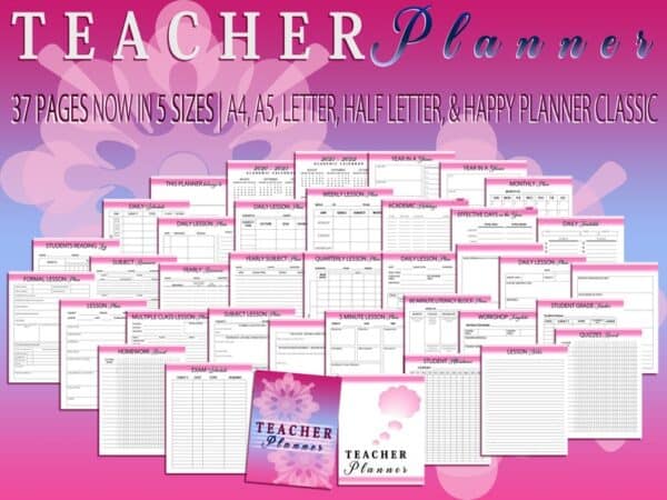 Teacher Planner School Printable Academic Digital Download Lesson Student Teaching Planner Classic Happy PDF Insert A4 A5 Letter Half