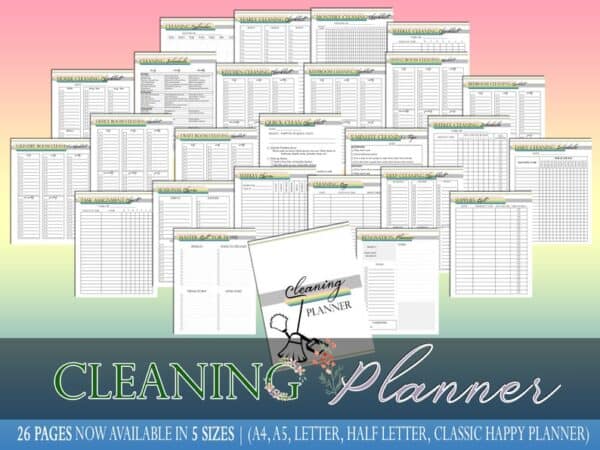 Cleaning Planner Printable Weekly Chores Digital Download Household Planner Home Management Classic Happy PDF Inserts A4 A5 Letter Half