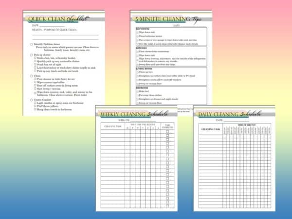 Cleaning Planner Printable Weekly Chores Digital Download Household Planner Home Management Classic Happy PDF Inserts A4 A5 Letter Half - Image 2