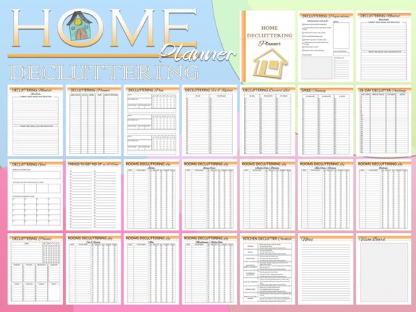 Home Decluttering Planner Printable Home Organizing Checklist Household Home Management Classic Happy PDF Inserts A4 A5 Letter Half - Image 3