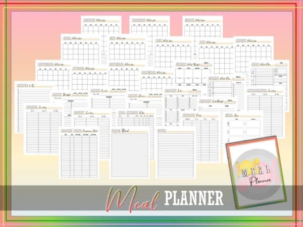 Meal Planner Printable Weekly Meal Monthly Digital Download Menu Binder Recipe Book Planner Classic Happy PDF Inserts A4 A5 Letter Half