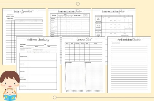 Newborn Baby Planner Digital Download Baby Book Memories Printable Baby First Year Planner Classic Happy PDF Inserts A4 A5 Letter Half - Image 4