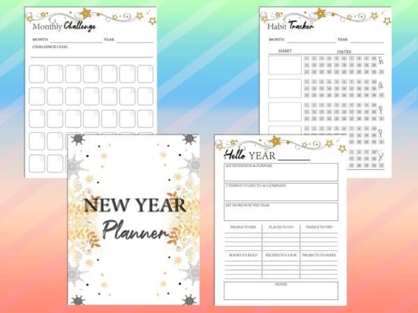 New Year Planner Printable Resolution Goal Planner 2021 Calendar Digital Download Day Binder Classic Happy PDF Inserts A4 A5 Letter Half - Image 5