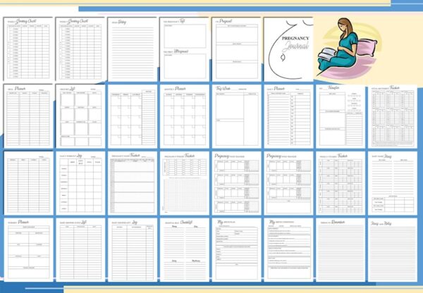 Pregnancy Journal Planner Printable Maternity Digital Download Baby Planner Expecting New Mom Classic Happy PDF Inserts A4 A5 Letter Half - Image 6