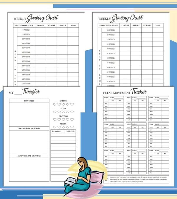Pregnancy Journal Planner Printable Maternity Digital Download Baby Planner Expecting New Mom Classic Happy PDF Inserts A4 A5 Letter Half - Image 5
