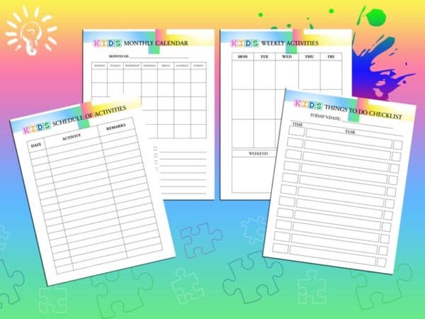 Kids Planner Digital Download Chore Chart Daily Weekly Monthly Chart Planner Checklist Classic Happy PDF Inserts A4 A5 Letter Half - Image 8