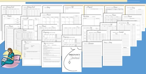 Pregnancy Journal Planner Printable Maternity Digital Download Baby Planner Expecting New Mom Classic Happy PDF Inserts A4 A5 Letter Half - Image 2