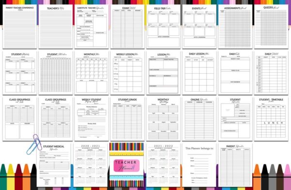 Teacher Planner Minimalistic School Printable Academic Digital Download Lesson Student Homeschool Classic Happy PDF Insert A4 A5 Letter Half - Image 5