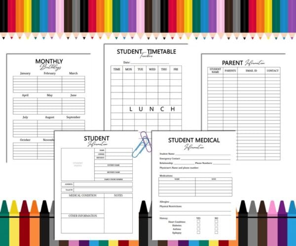 Teacher Planner Minimalistic School Printable Academic Digital Download Lesson Student Homeschool Classic Happy PDF Insert A4 A5 Letter Half - Image 3