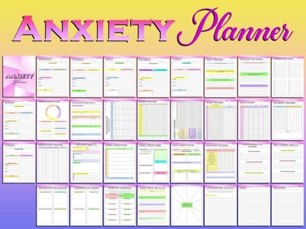 Anxiety Journal Therapy Planner Printable Mental Health Digital Download Depression PTSD Social Classic Happy PDF Inserts A4 A5 Letter - Image 5