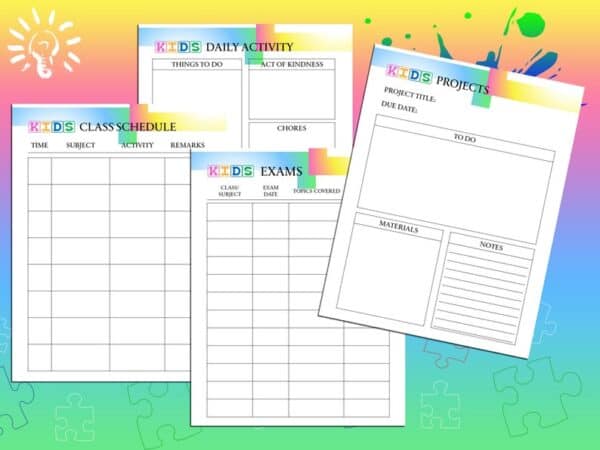 Kids Planner Digital Download Chore Chart Daily Weekly Monthly Chart Planner Checklist Classic Happy PDF Inserts A4 A5 Letter Half - Image 3