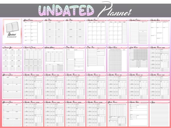 Undated Digital Planner Undated Calendar Printable Digital Download Daily Weekly Monthly Planner Classic Happy PDF Inserts A4 A5 Letter Half - Image 2