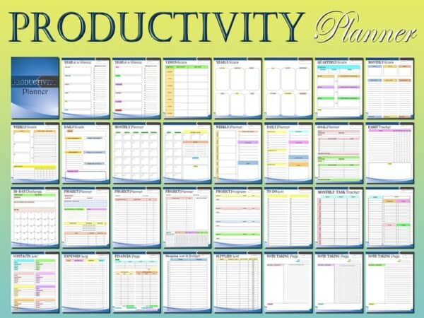 Productivity Planner Printable Daily Goal Tracker Digital Download Challenge Project Planner Classic Happy PDF Inserts A4 A5 Letter Half - Image 2