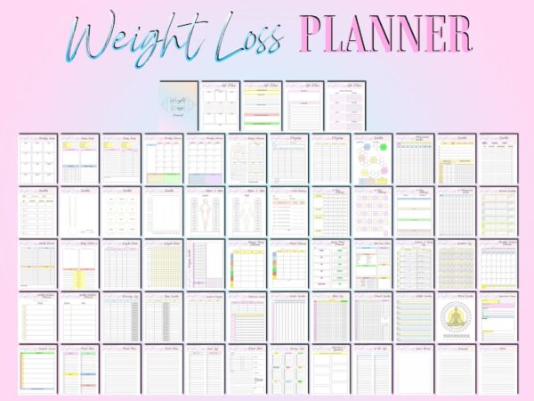 Weight Loss Journal Tracker Planner Workout Fitness Printable Digital Meal Habits Calories Classic Happy PDF Inserts A4 A5 Letter Half - Image 9