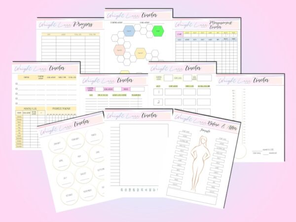 Weight Loss Journal Tracker Planner Workout Fitness Printable Digital Meal Habits Calories Classic Happy PDF Inserts A4 A5 Letter Half - Image 7