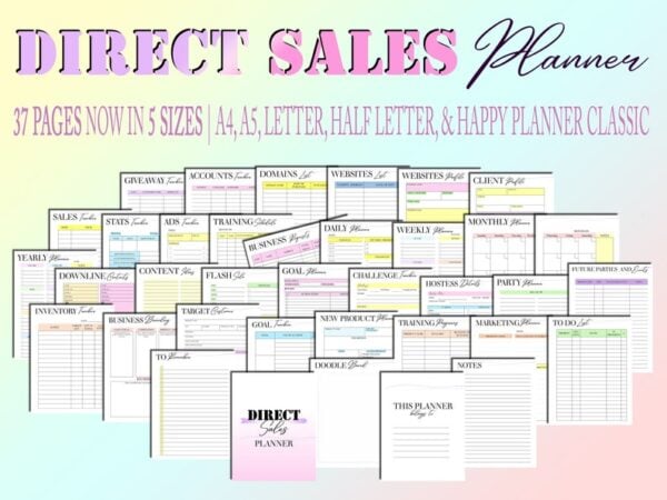 Direct Sales Planner MLM Printable Power Hour Small Business Digital Download Network Marketing Classic Happy PDF Inserts A4 A5 Letter Half