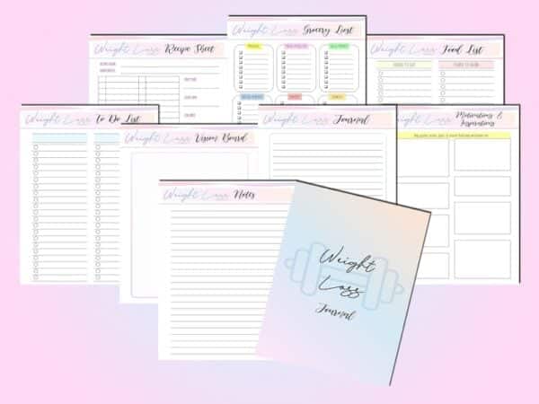 Weight Loss Journal Tracker Planner Workout Fitness Printable Digital Meal Habits Calories Classic Happy PDF Inserts A4 A5 Letter Half - Image 5