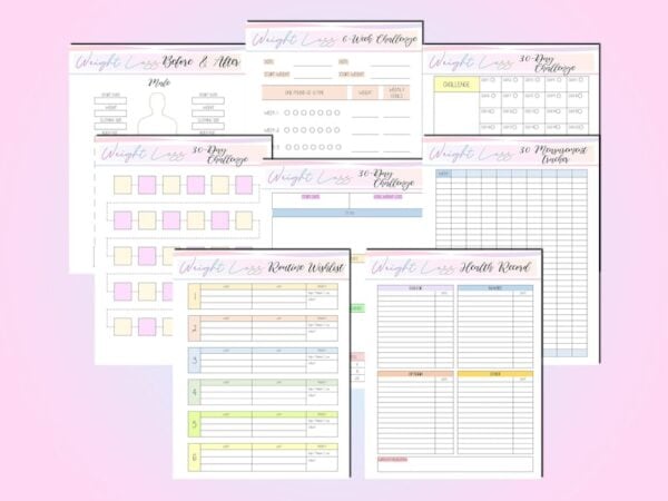 Weight Loss Journal Tracker Planner Workout Fitness Printable Digital Meal Habits Calories Classic Happy PDF Inserts A4 A5 Letter Half - Image 2