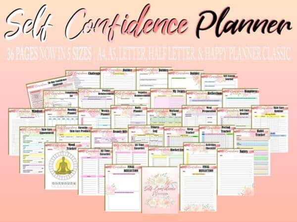 Self Care Kit Self Confidence Journal Worksheet Printable Self Esteem Mental Health Digital Download Classic Happy PDF Inserts A4 A5 Letter