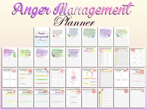 Anger Management Journal Counseling Therapy Planner Printable Mental Health Digital Download Classic Happy PDF Inserts A4 A5 Letter - Image 8