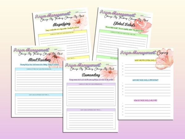 Anger Management Journal Counseling Therapy Planner Printable Mental Health Digital Download Classic Happy PDF Inserts A4 A5 Letter - Image 7