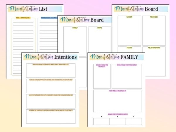 Manifestation Journal Intentions Planner Printable Law of Attraction Digital Download Classic Happy PDF Inserts A4 A5 Letter - Image 7