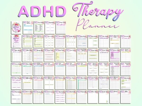 Ultimate ADHD Therapy Planner ADD Printable School Project Digital Download Anxiety Life Organizer Classic Happy PDF Inserts A4 A5 Letter - Image 5