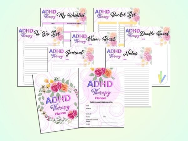 Ultimate ADHD Therapy Planner ADD Printable School Project Digital Download Anxiety Life Organizer Classic Happy PDF Inserts A4 A5 Letter - Image 7