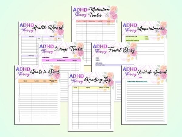 Ultimate ADHD Therapy Planner ADD Printable School Project Digital Download Anxiety Life Organizer Classic Happy PDF Inserts A4 A5 Letter - Image 3