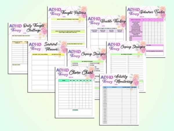 Ultimate ADHD Therapy Planner ADD Printable School Project Digital Download Anxiety Life Organizer Classic Happy PDF Inserts A4 A5 Letter - Image 4