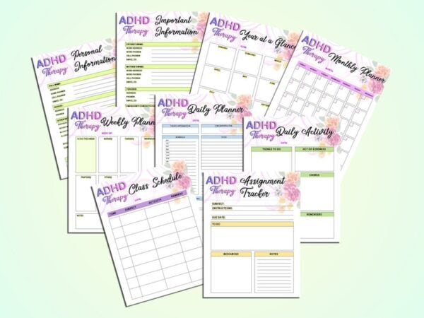 Ultimate ADHD Therapy Planner ADD Printable School Project Digital Download Anxiety Life Organizer Classic Happy PDF Inserts A4 A5 Letter - Image 9