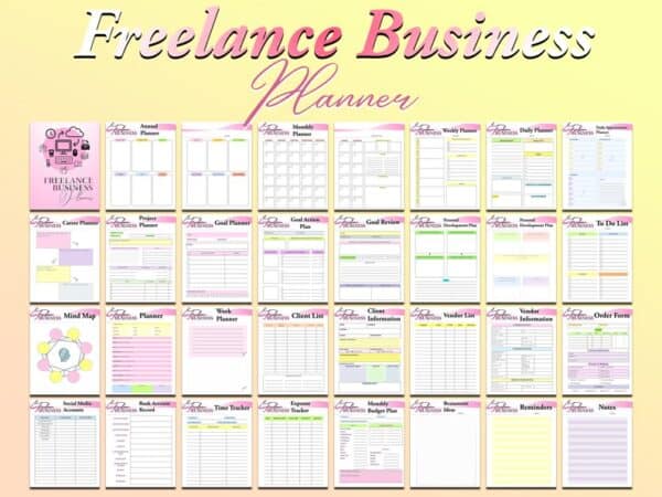 Freelance Business Planner Printable Solopreneur Digital Download Work from Home Small Business Classic Happy PDF Inserts A4 A5 Letter Half - Image 2