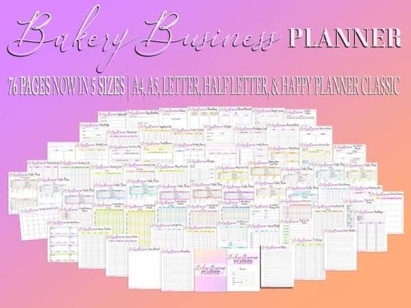 Bakery Business Planner Cakes Cupcakes Home Baking Bakery Printable Digital Download Small Business Classic Happy PDF A4 A5 Letter Half