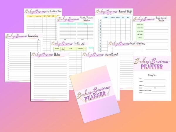 Bakery Business Planner Cakes Cupcakes Home Baking Bakery Printable Digital Download Small Business Classic Happy PDF A4 A5 Letter Half - Image 3