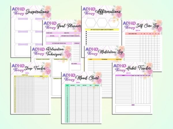 Ultimate ADHD Therapy Planner ADD Printable School Project Digital Download Anxiety Life Organizer Classic Happy PDF Inserts A4 A5 Letter - Image 6