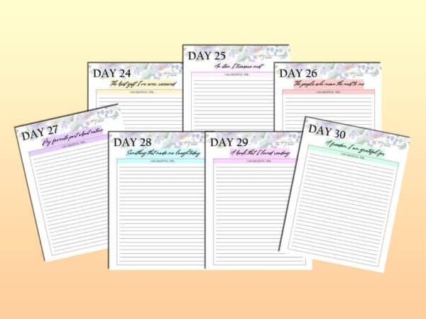 30 Day Gratitude Journal Printable Grateful Planner Mindfulness Digital Download Positivity Wellness Happiness 5 five minute Self Care Daily - Image 4