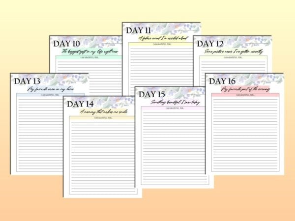 30 Day Gratitude Journal Printable Grateful Planner Mindfulness Digital Download Positivity Wellness Happiness 5 five minute Self Care Daily - Image 6