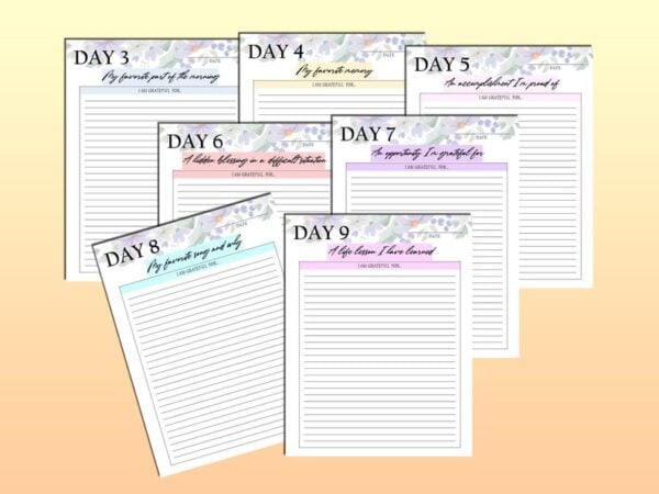 30 Day Gratitude Journal Printable Grateful Planner Mindfulness Digital Download Positivity Wellness Happiness 5 five minute Self Care Daily - Image 7