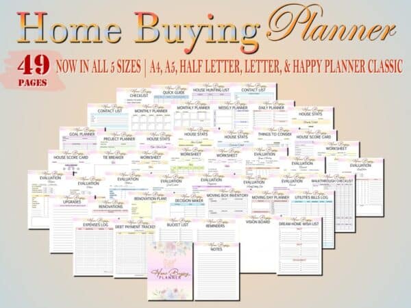 House Hunting Planner Home Buying Checklist Property Printable Project Moving Relocation Planner Classic Happy PDF Inserts A4 A5 Letter Half