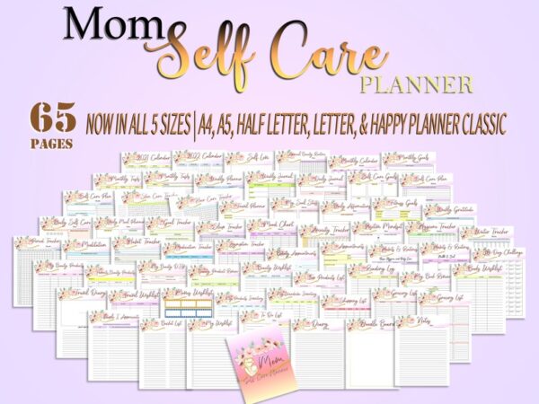 Mom Self Care Journal Planner Beauty Printable Digital Download Goals Gratitude Health Life Busy Women Classic Happy PDF Insert A4 A5 Letter