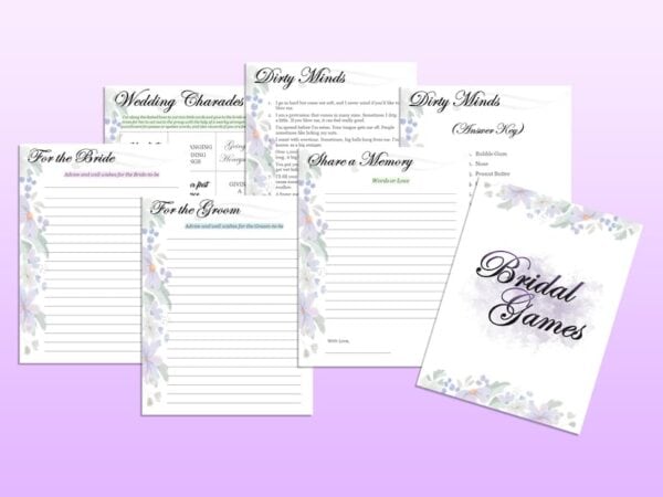 Bridal Shower Games Planner Bundle Printable Wedding Floral Digital Download Wedding Binder Kit Classic Happy PDF Inserts A4 A5 Letter Half - Image 8