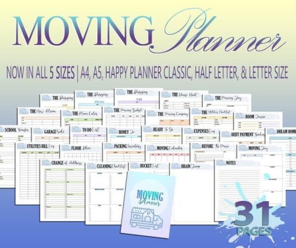 Moving Planner Relocation Checklist Home Moving Guide Property Printable New Home Project Binder Classic Happy PDF Inserts A4 A5 Letter