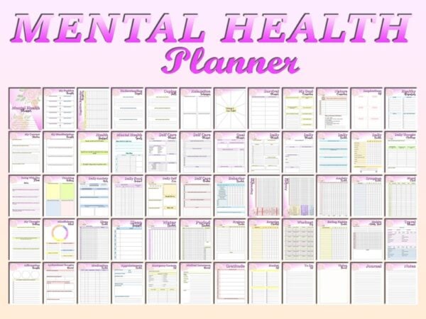 Mental Health Planner Wellness Self Care Journal Life Printable Mindfulness Life Organizer Mood Anxiety Tracker Self Improvement Bullet - Image 2