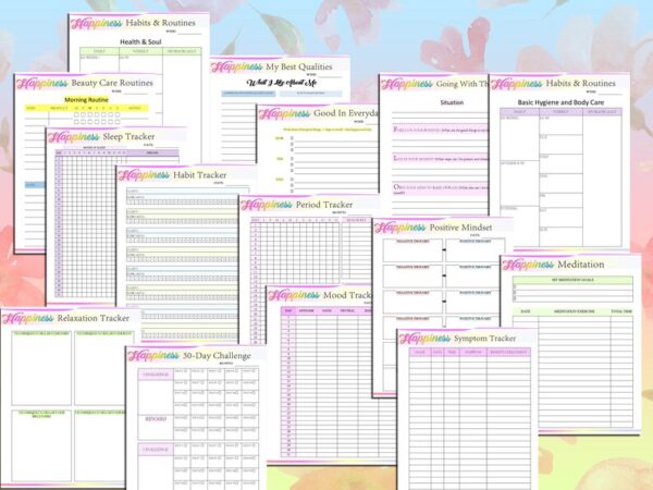 Happiness Planner Life Goals Self Care Journal Printable Digital Download Self Confidence Esteem Life Binder Gratitude Happy PDF Inserts - Image 6